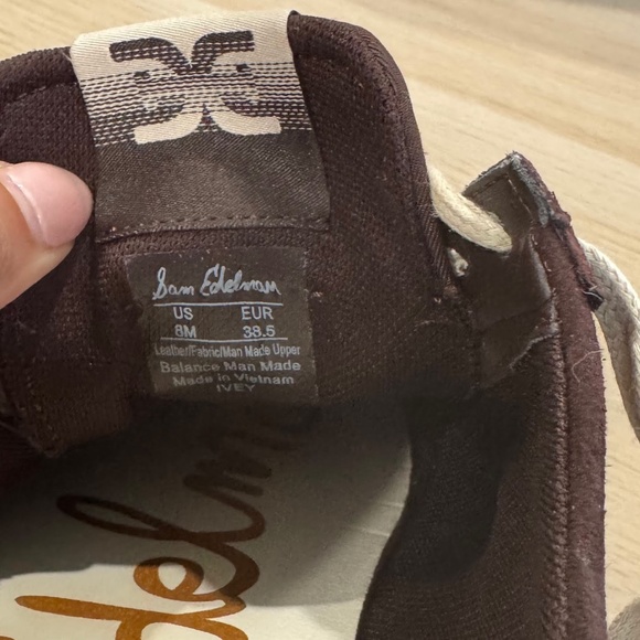 Sam Edelman Women's Cafe Noir Brown Nylon Ivey Lace Up Sneaker Size 8M - Picture 7 of 10